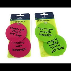 Luggage Tags Round Shape Green & Pink With Quote
